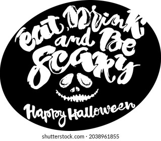 Halloween lettering poster, inspirational postcard