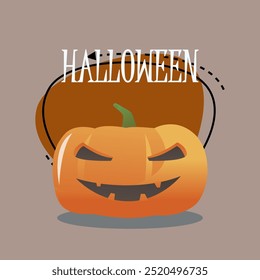 Letras de Halloween con linterna de calabaza sonriendo enojado. Texto mecanografiado, caligrafía. Otoño, fiesta, concepto de celebración. La Ilustración vectorial se puede utilizar para el Anuncio, el cartel, las tarjetas de felicitación