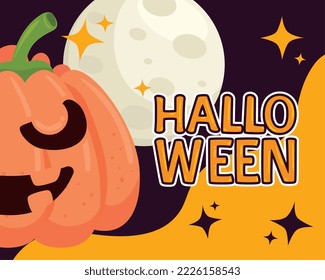 halloween lettering with pumpkin poster