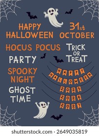 Halloween lettering quotes. Handwritten Halloween phrases vector set. Spooky Halloween lettering. Halloween handwritten typography, quote, and greeting lettering.