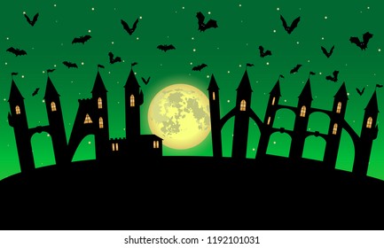 Halloween lettering. scary castle