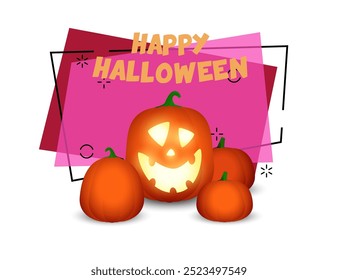 Letras de Halloween con linterna de calabaza de miedo. Diseño de invitación o publicidad. Texto mecanografiado, caligrafía. La Ilustración vectorial se puede utilizar para el folleto, el cartel o el Anuncio