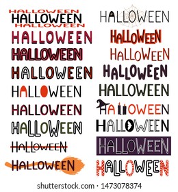 Halloween lettering set. Vector illustration on a white background.