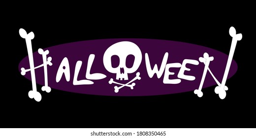 Halloween lettering with skull and bones