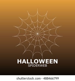 Halloween lettering with spider web on background. Vector illustration.