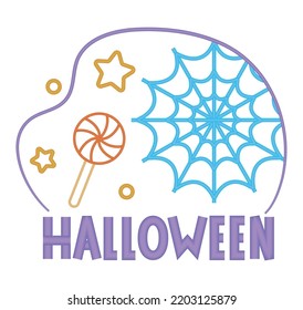 halloween lettering and spider web over white