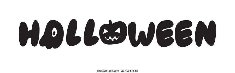 Halloween lettering, vector brush calligraphy. Handwritten Halloween typography print for flyer, poster, greeting card, banner. Hand drawn decorative design element.