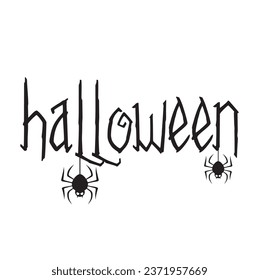 Halloween lettering, vector brush calligraphy. Handwritten Halloween typography print for flyer, poster, greeting card, banner. Hand drawn decorative design element.