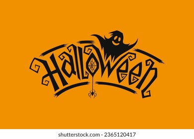 Halloween Lettering Vector Phrase Word Text Illustration Greeting Card Banner Poster Design Template.