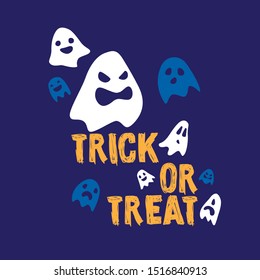 Halloween lettering wth scary ghosts