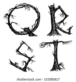 Halloween letters from a broken trees