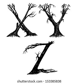 Halloween letters from a broken trees