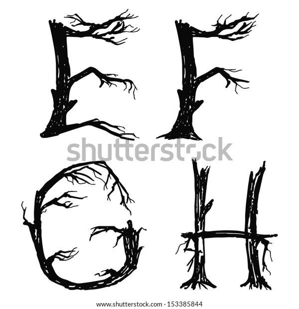 Halloween Letters Broken Trees Stock Vector (Royalty Free) 153385844 ...