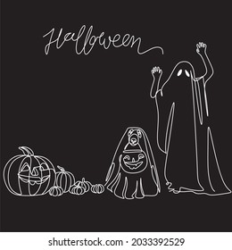Halloween line art collection vector
