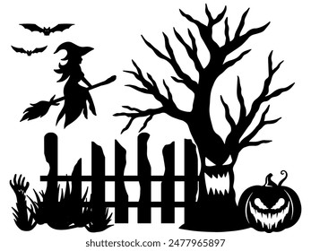Halloween Line Art Outline Illustration