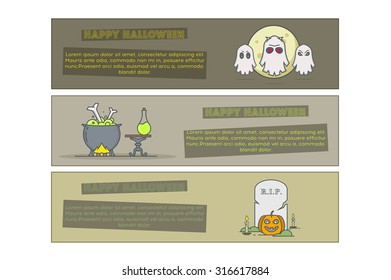 Halloween line banners. Stock vector.
