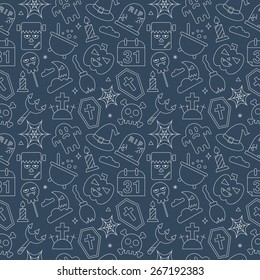 Halloween line icon pattern set
