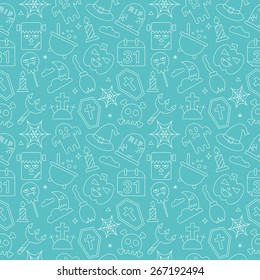Halloween line icon pattern set