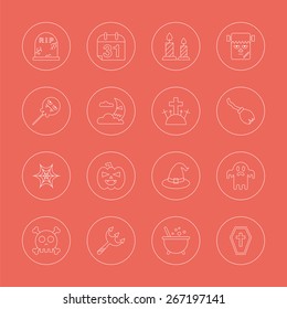 Halloween line icon set
