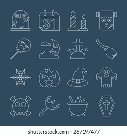 Halloween line icon set