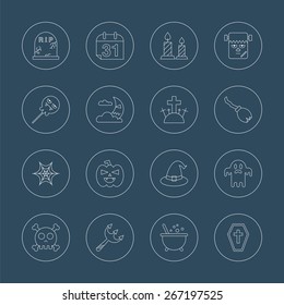 Halloween line icon set