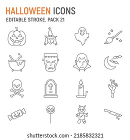 Halloween line icon set, spooky collection, vector graphics, logo illustrations, Halloween vector icons, horror signs, outline pictograms, editable stroke