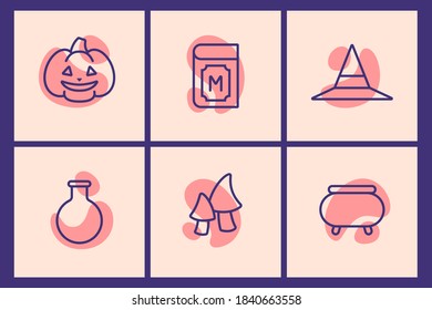 halloween line icon set vector illustration 