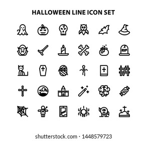 halloween line icon set for website or apps