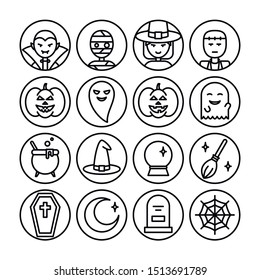Halloween - line icons - set