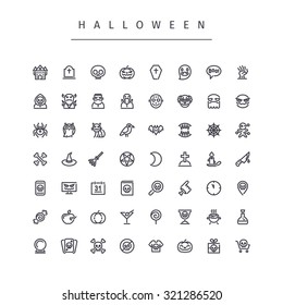 Halloween Line Icons Set. Isolated on white background.