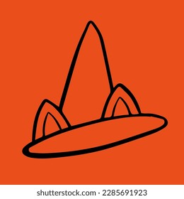 halloween line postcard holiday pumpkin hat witch magic face emotion horror fear pattern