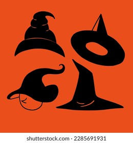 halloween line postcard holiday pumpkin hat witch magic face emotion horror fear pattern