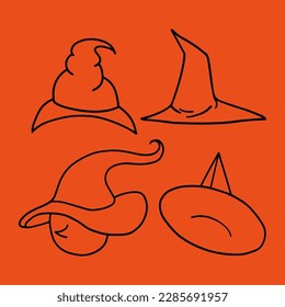 halloween line postcard holiday pumpkin hat witch magic face emotion horror fear pattern