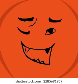 halloween line postcard holiday pumpkin hat witch magic face emotion horror fear pattern