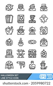 Halloween line style icon set. vector illustration isolated on white background. EPS 10