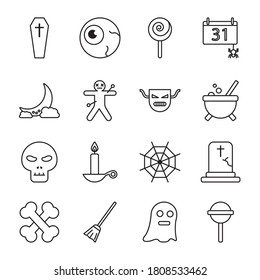 Halloween line style icons collection design, Holiday and scary theme Vector illustration