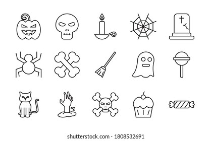 Halloween line style set of icons design, Holiday and scary theme Vector illustration