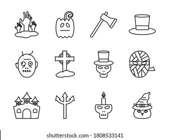 Halloween line style set icons design, Holiday and scary theme Vector illustration