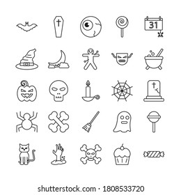 Halloween line style symbols set design, Holiday and scary theme Vector illustration