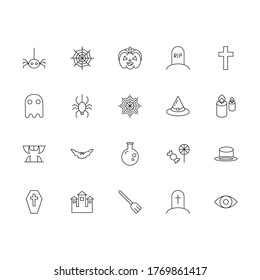 Halloween line thin icons on white background. Vector illustration eps 10.