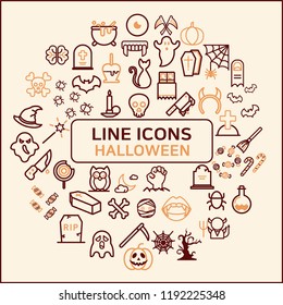 Halloween Line Vector Icon Pack.
Easy to Edit icon set.
Collection Of bats, decoration, trick or treating And Other Elements.