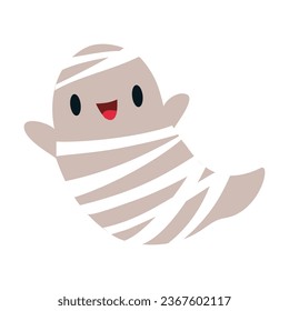 Halloween with Little Flying Ghost Creature Vector Illustration