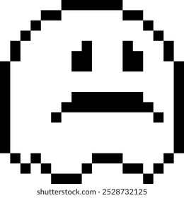 Halloween Little Ghost Pixel 8bit Icon Black Color.