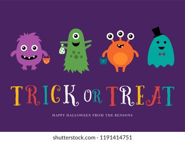 Halloween little monsters. Vector illustration.