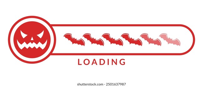 Halloween loading bar with creepy pumpkin face. Holiday Vector illustration