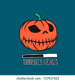 Halloween loading pumpkin face vector illustration