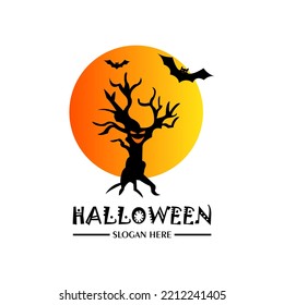 Halloween logo background with pumpkin