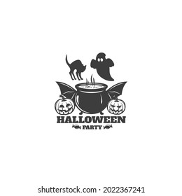 halloween logo black and white vector
