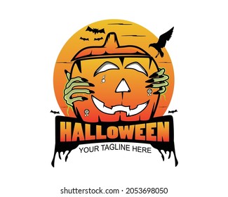 Halloween logo design concept vector illustration