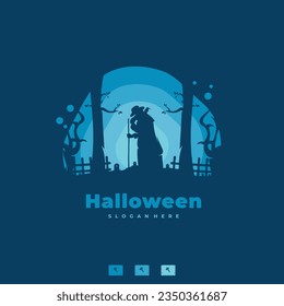 halloween logo design vector illustration